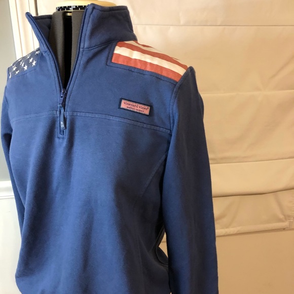 Vineyard Vines American Flag Shepshirt Quarter Zip - Picture 3 of 8